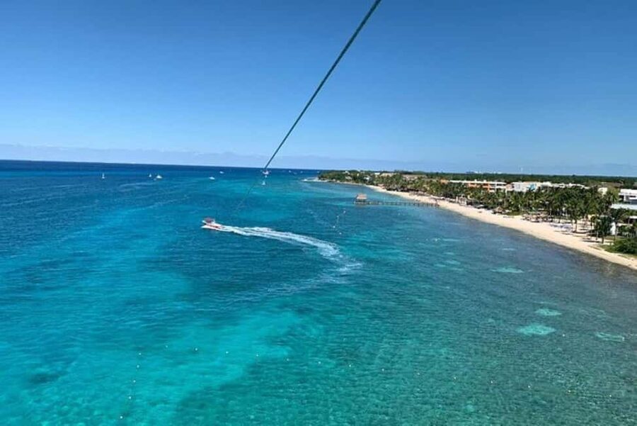 Cozumel: Best Parasailing Experience + Locker - The takeoff from the boat