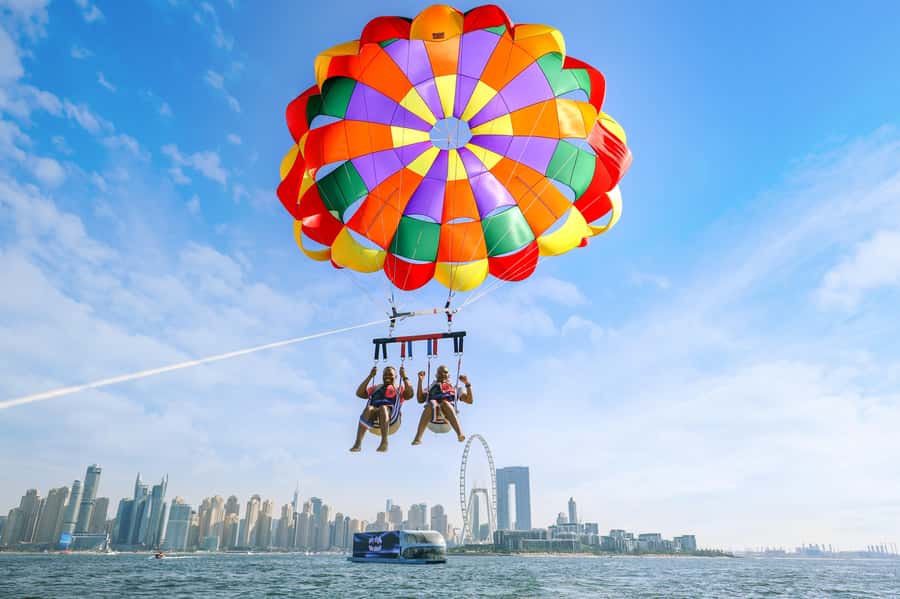 Dubai: Palm View and JBR View Parasailing Experience - JBR and Ain Dubai from a changing viewpoint