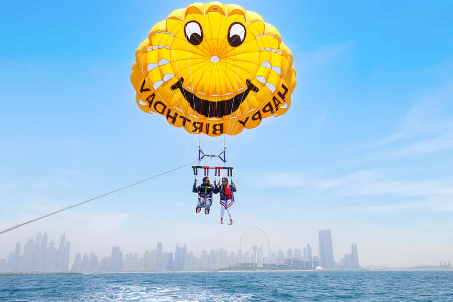 Dubai: Parasailing with Happy birthday Parachute JBR & Palm - My Take: Book It for the Personal Touch