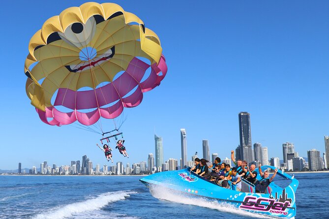 Gold Coast & Surfers Paradise - Parasail & V8 Jetboat Combo - From gentle flight to 30 minutes of jetboat action