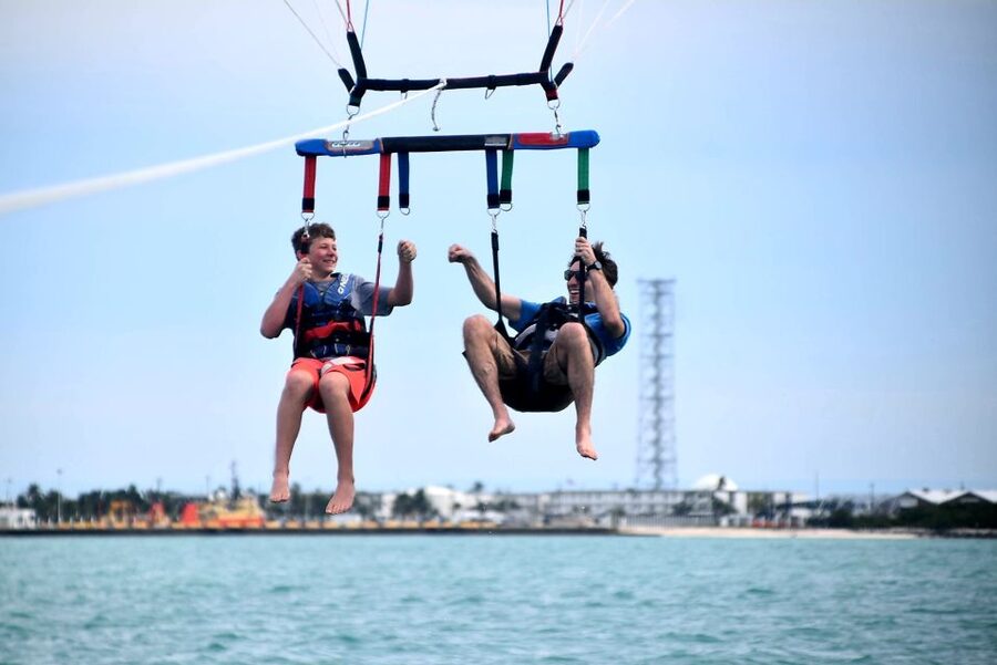 Key West Parasailing at Smathers Beach - The refreshing dip before the final lift