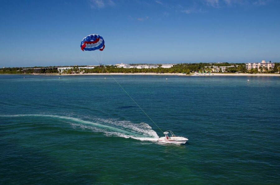 Key West Parasailing at Smathers Beach - Getting fitted for the parasail