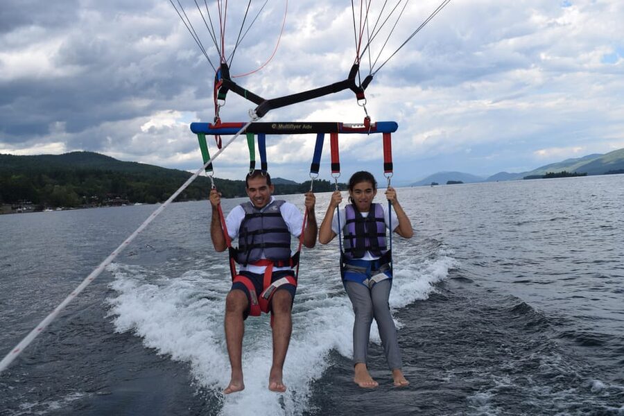 New York: Lake George Parasailing Experience - The view from 300 feet above Lake George