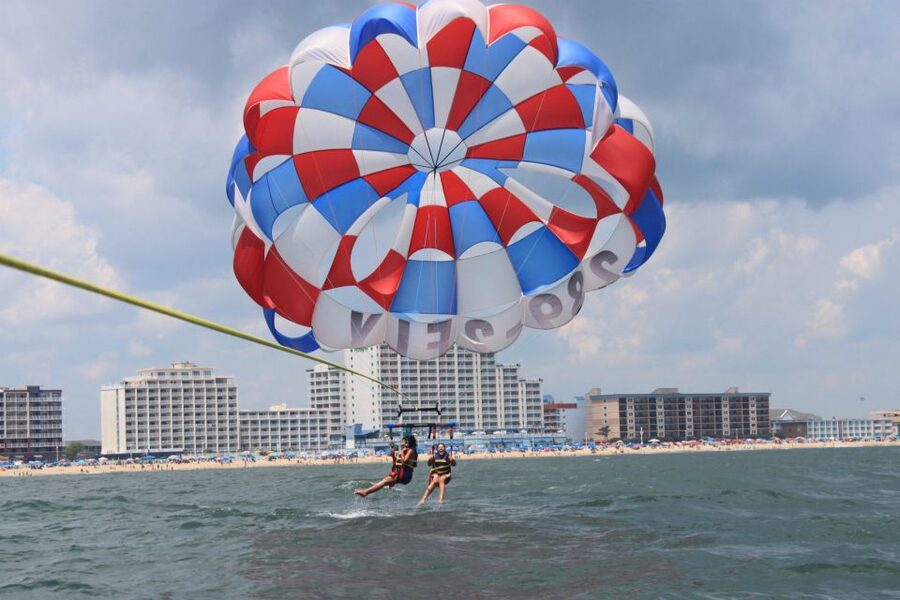 Ocean City, MD: Ocean Parasailing Adventure - Leaving Ocean City by speedboat