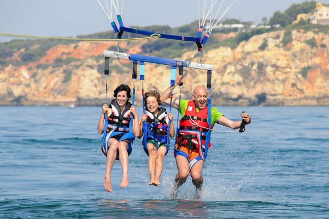 Parasailing from Albufeira Marina by Boat - The Algarve coast from above