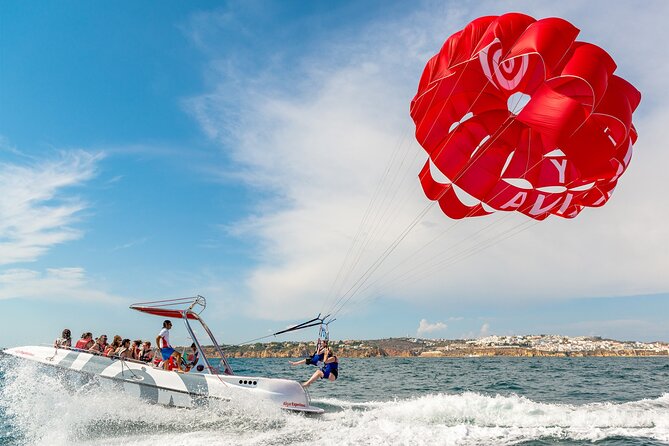 Parasailing from Albufeira Marina by Boat - The crew and the safety setup