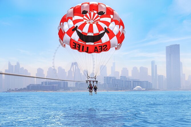 Parasailing in Dubai with Palm Jumeirah and JBR Beach views - Flying solo or with companions
