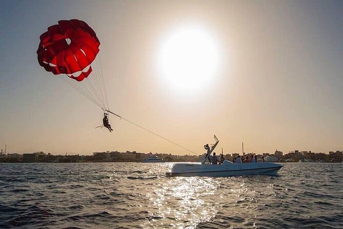 Private Parasailing, Banana & Sofa Boat Experience in Hurghada - Taking Off From Hurghada’s Marina