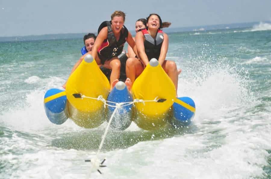 Sharm: Banana, Sofa Boat or Parasailing watersports & pickup - The morning pickup and shared bus ride