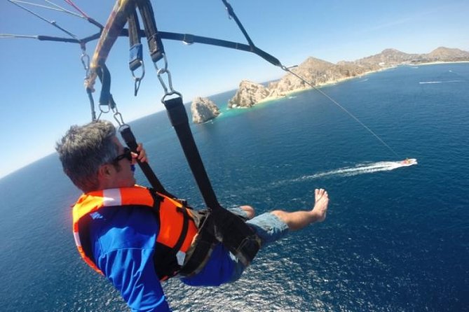 Single or Double Parasailing in Cabo with Views of The Arch - What happens at Medano Beach and the marina